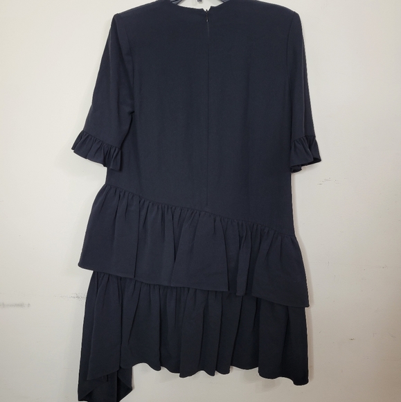 Alexander McQueen leaf crepe asymetrical mini dress NWT size 42 black - Picture 3 of 5